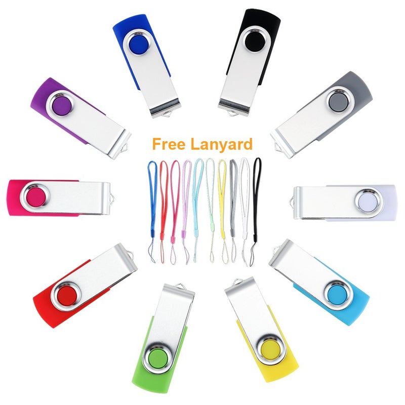 Pnstaw (NOT 512GB) Flash Drive 512MB USB 2.0 10 Pack Swivel Blank Memory Stick Pnstaw Bulk Thumb Drive Pen Drives Jump Drive for Data Storage, File Sharing(10 Pack,Multi-Color) (512MB) - Image 2